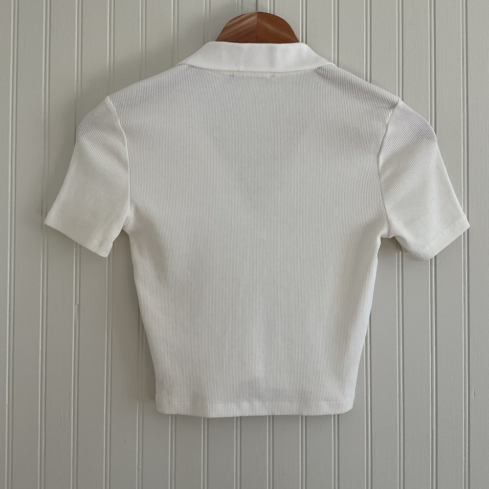 Zara Ribbed Polo Crop Top - Picture 3 of 6